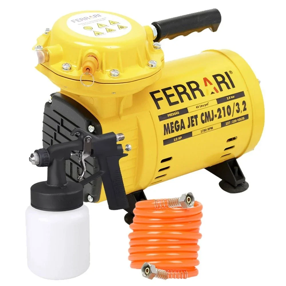 Compressor de Ar Direto Mega Jet Air 1/2HP 3,2 Pés com Kit de Pintura 110/220V – Ferrari